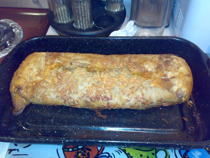 Nut Roast Stuffing Filo Log - a successful and delicious turkey substitute for the vegetarians at your holiday table. 